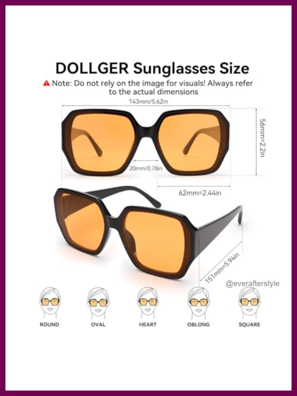 Oversized Square Sunglasses for Women Men UV400 Protection Trendy Fashion